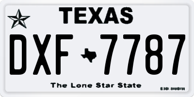 TX license plate DXF7787
