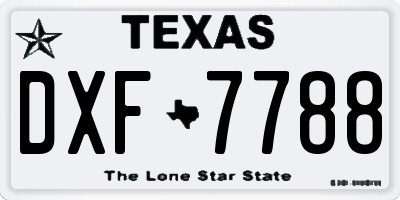 TX license plate DXF7788