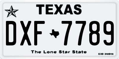 TX license plate DXF7789