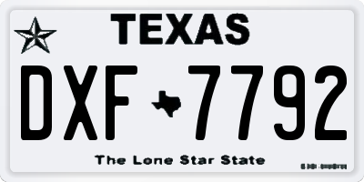 TX license plate DXF7792