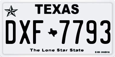 TX license plate DXF7793