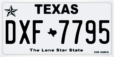TX license plate DXF7795