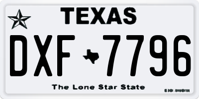 TX license plate DXF7796