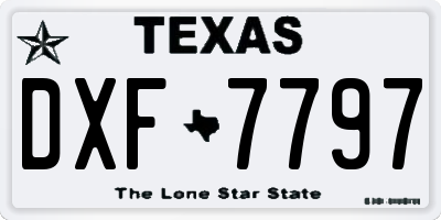 TX license plate DXF7797