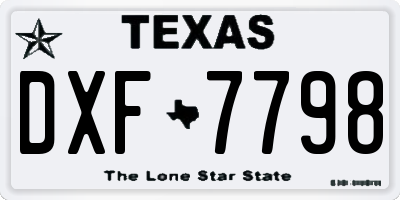 TX license plate DXF7798