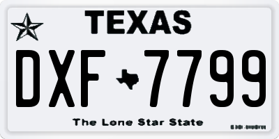 TX license plate DXF7799
