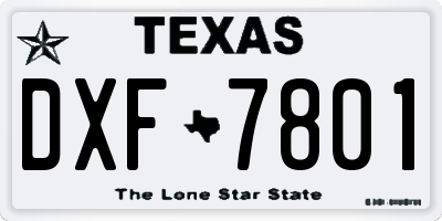 TX license plate DXF7801