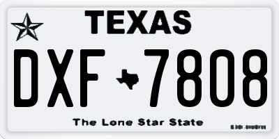 TX license plate DXF7808