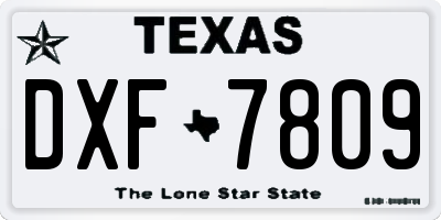 TX license plate DXF7809