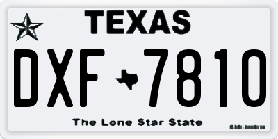 TX license plate DXF7810