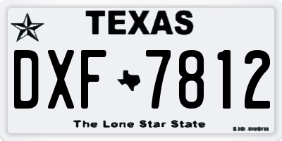 TX license plate DXF7812