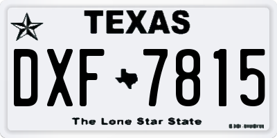 TX license plate DXF7815