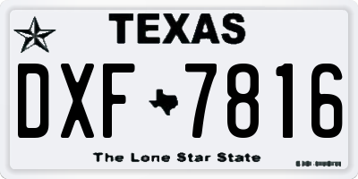 TX license plate DXF7816