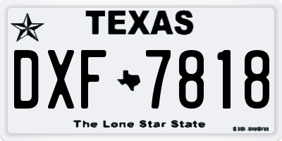 TX license plate DXF7818