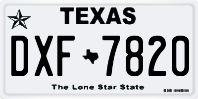 TX license plate DXF7820