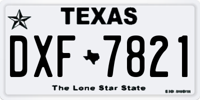 TX license plate DXF7821