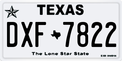 TX license plate DXF7822
