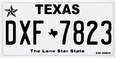 TX license plate DXF7823