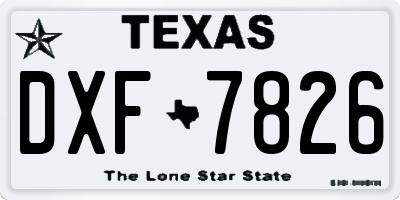 TX license plate DXF7826