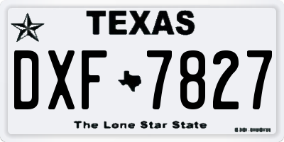 TX license plate DXF7827