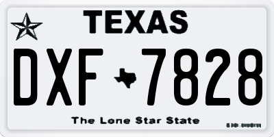 TX license plate DXF7828