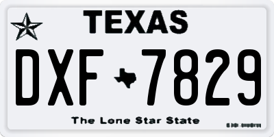TX license plate DXF7829