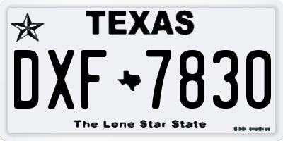 TX license plate DXF7830
