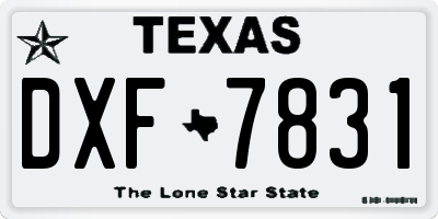 TX license plate DXF7831