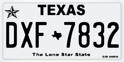TX license plate DXF7832
