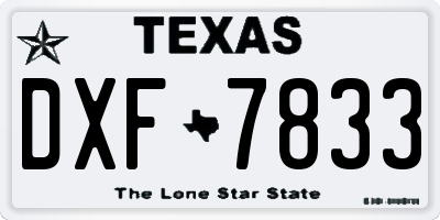 TX license plate DXF7833