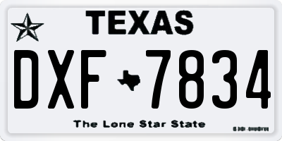 TX license plate DXF7834