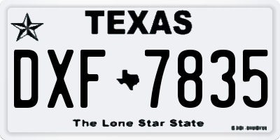 TX license plate DXF7835