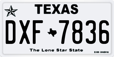 TX license plate DXF7836