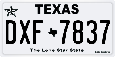 TX license plate DXF7837