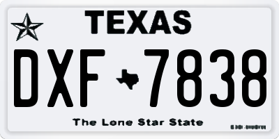 TX license plate DXF7838
