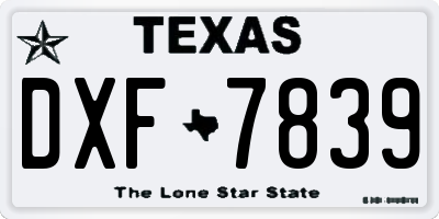 TX license plate DXF7839