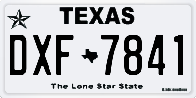 TX license plate DXF7841