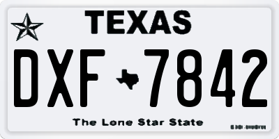 TX license plate DXF7842