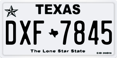 TX license plate DXF7845