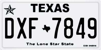 TX license plate DXF7849