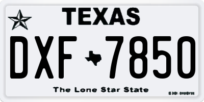 TX license plate DXF7850
