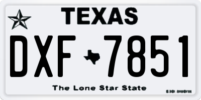 TX license plate DXF7851