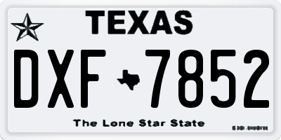 TX license plate DXF7852