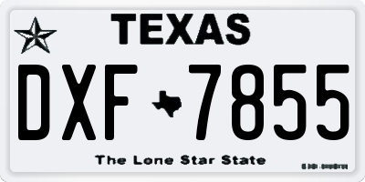 TX license plate DXF7855