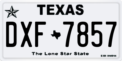 TX license plate DXF7857