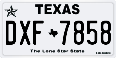 TX license plate DXF7858