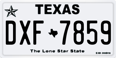 TX license plate DXF7859