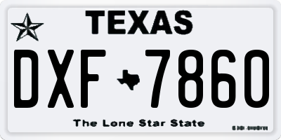 TX license plate DXF7860
