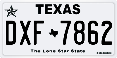 TX license plate DXF7862
