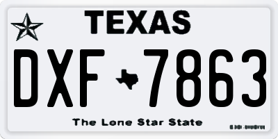 TX license plate DXF7863